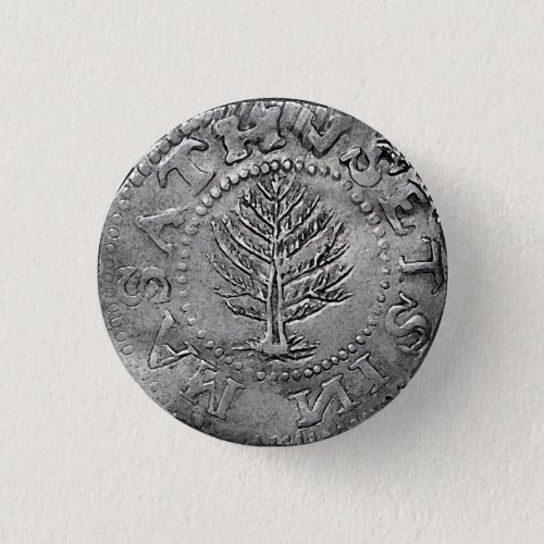 Massachusetts Pine Tree Coin Pinback Button