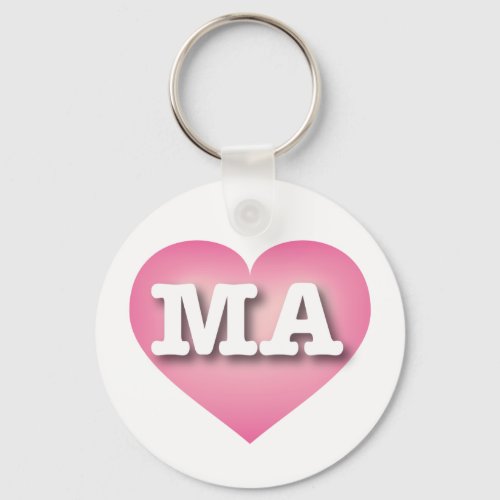 Massachusetts Pink Fade Heart _ I love MA Keychain