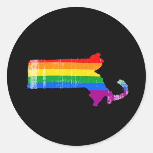 MASSACHUSETTS PRIDE _ DISTRESSED _png Classic Round Sticker