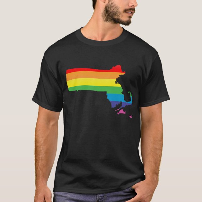 massachusetts pride. striped. T-Shirt (Front)