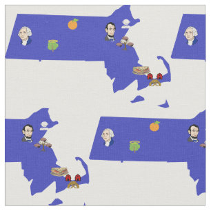 Massachusetts Pun Map Fabric