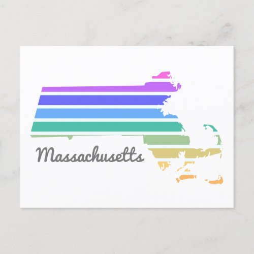 Massachusetts Rainbow Minimalist Vacation Pride  Postcard