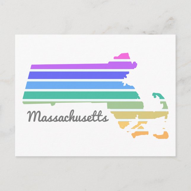 Massachusetts Rainbow Minimalist Vacation Pride  Postcard (Front)