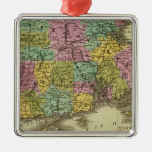 Massachusetts Rhode Island And Connecticut 2 Metal Ornament