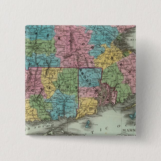 Massachusetts Rhode Island And Connecticut Pinback Button (Front)