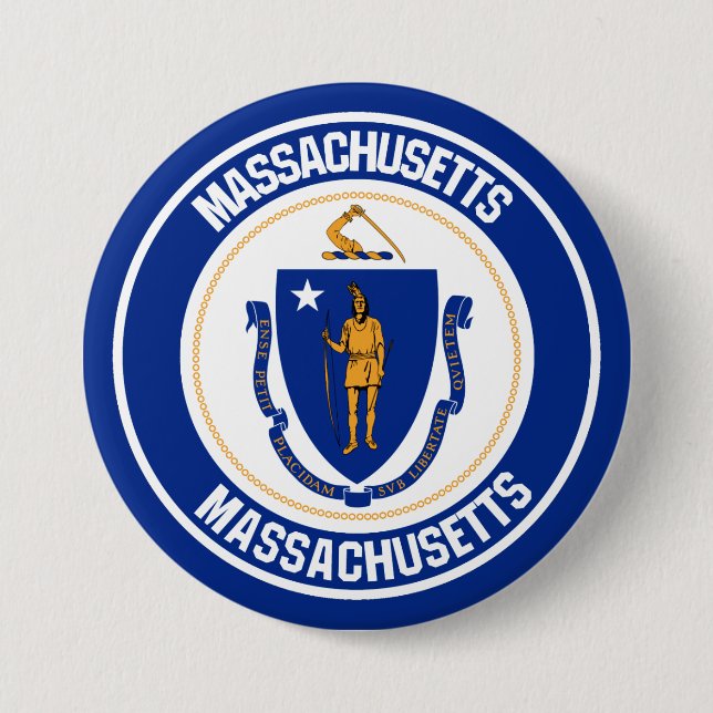 Massachusetts Round Emblem Button (Front)