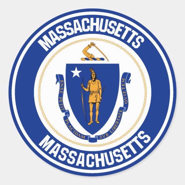 Massachusetts Round Emblem Classic Round Sticker (Front)