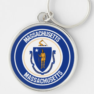 Massachusetts Round Emblem Keychain