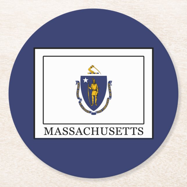 Massachusetts Round Paper Coaster (Front)