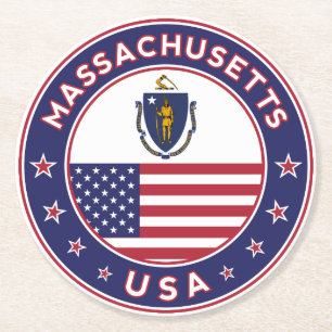 Massachusetts Round Paper Coaster