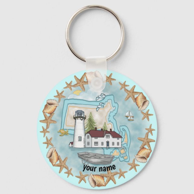 Massachusetts Shells  Lighthouse Keychain (Front)