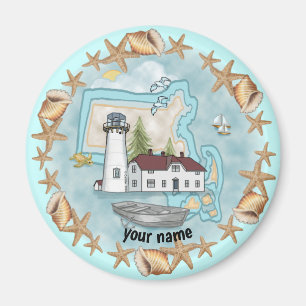 Massachusetts Shells Lighthouse magnet