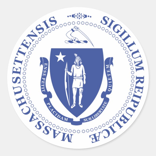 Massachusetts sign classic round sticker (Front)