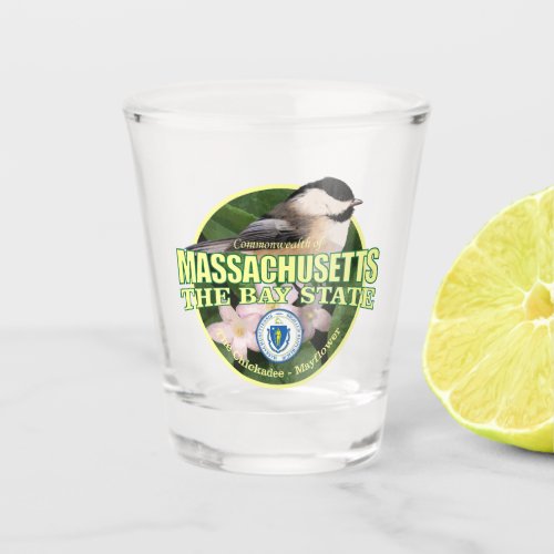 Massachusetts State Bird  Flower Shot Glass