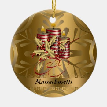 Massachusetts State Christmas Ornament by christmas_tshirts at Zazzle