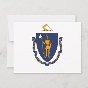 Massachusetts State Flag Bay State Indian & Motto Postcard