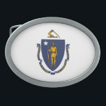 Massachusetts State Flag Belt Buckle<br><div class="desc">Patriotic Massachusetts state flag.</div>