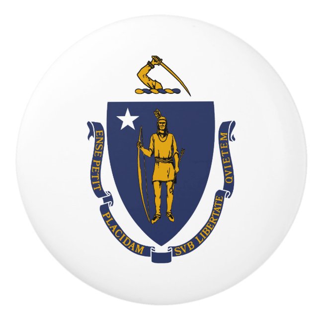 Massachusetts State Flag Ceramic Knob (Front)