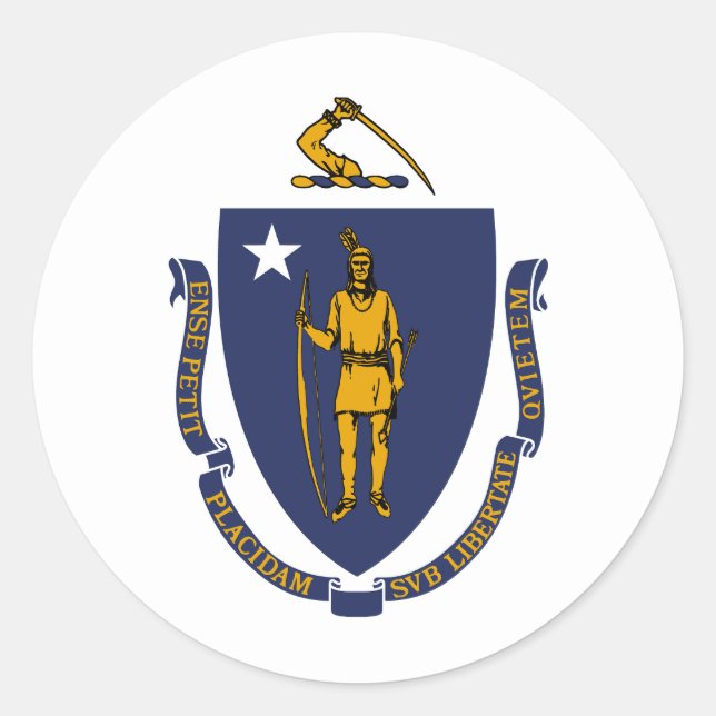 Massachusetts State Flag Classic Round Sticker (Front)