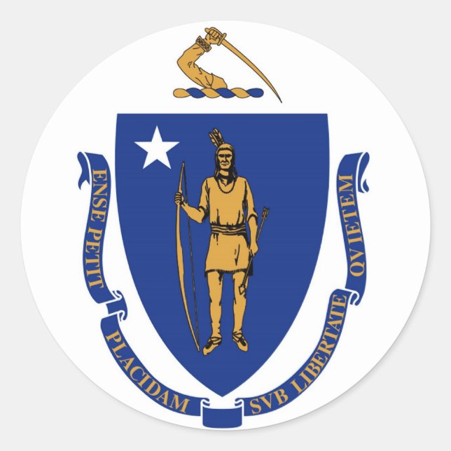 Massachusetts State Flag Classic Round Sticker (Front)