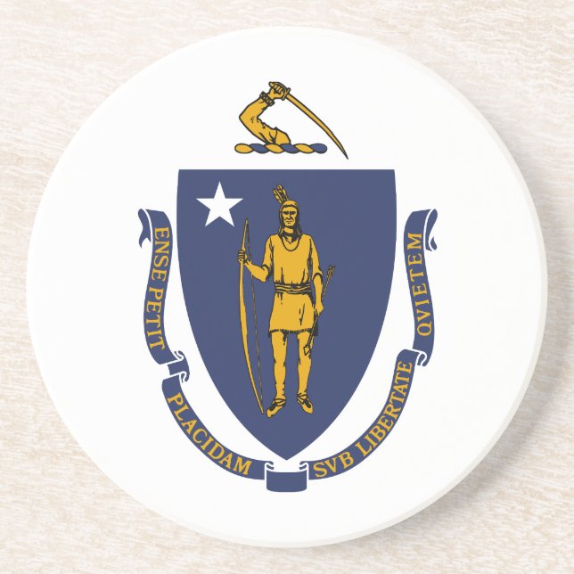 Massachusetts State Flag Coaster (Front)