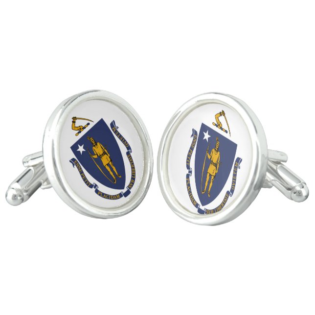 MASSACHUSETTS STATE FLAG CUFFLINKS (Angled)