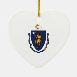 Massachusetts State Flag Design Ceramic Ornament