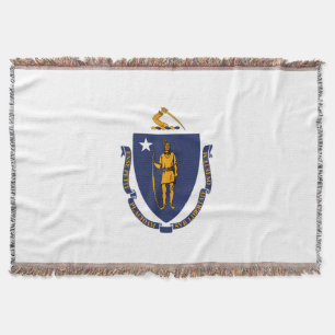 Massachusetts State Flag Design decor Throw Blanket