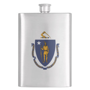 Massachusetts State Flag Design Hip Flask