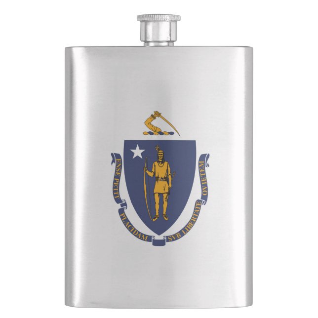 Massachusetts State Flag Design Hip Flask (Front)