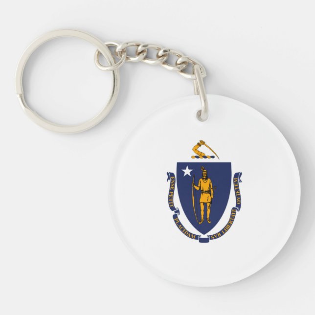 Massachusetts State Flag Design Keychain (Front)