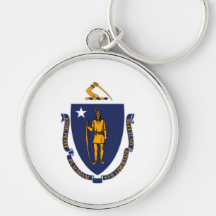 Massachusetts State Flag Design Keychain