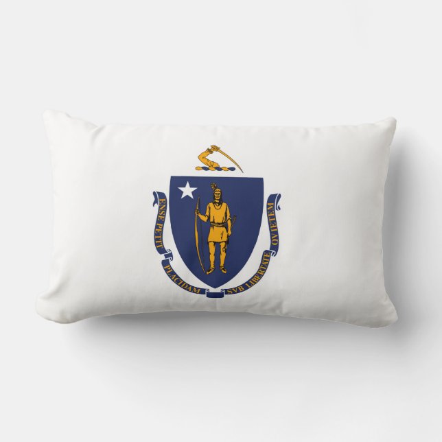Massachusetts State Flag Design Lumbar Pillow (Front)