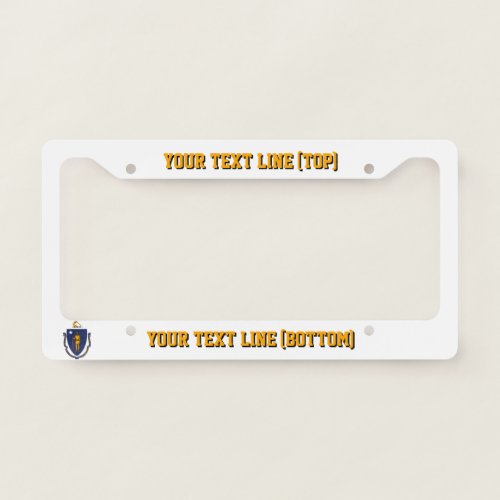 Massachusetts State Flag Design on a Personalized License Plate Frame