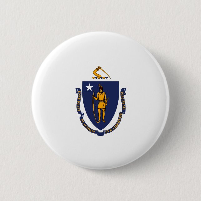 Massachusetts State Flag Design Pinback Button (Front)