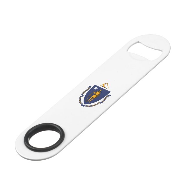 Massachusetts State Flag Design Speed Bottle Opener (Back Angled)