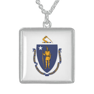 Massachusetts State Flag Design Sterling Silver Necklace