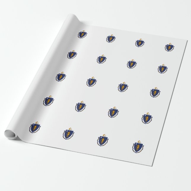 Massachusetts State Flag Design Wrapping Paper (Unrolled)
