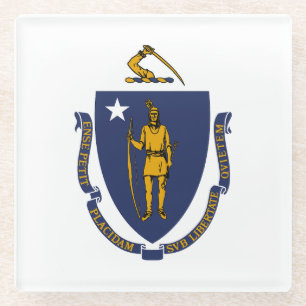 Massachusetts State Flag Glass Coaster