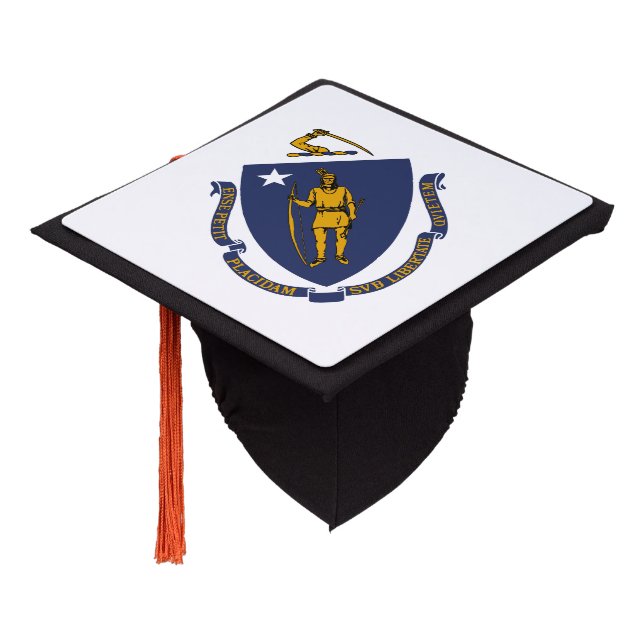 Massachusetts State Flag Graduation Cap Topper (Angled)