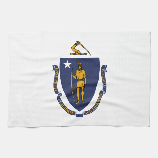 Massachusetts State Flag Kitchen Towel (Horizontal)