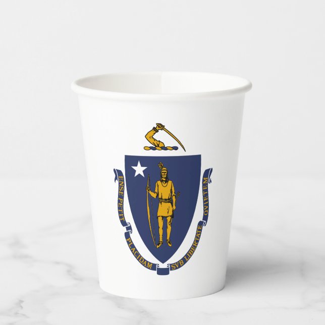 Massachusetts State Flag Paper Cups (Left)