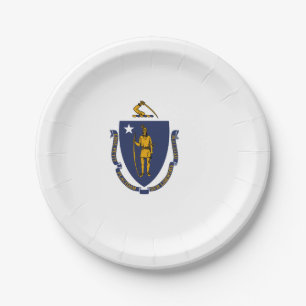 Massachusetts State Flag Paper Plates