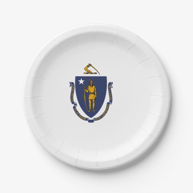 Massachusetts State Flag Paper Plates (Front)