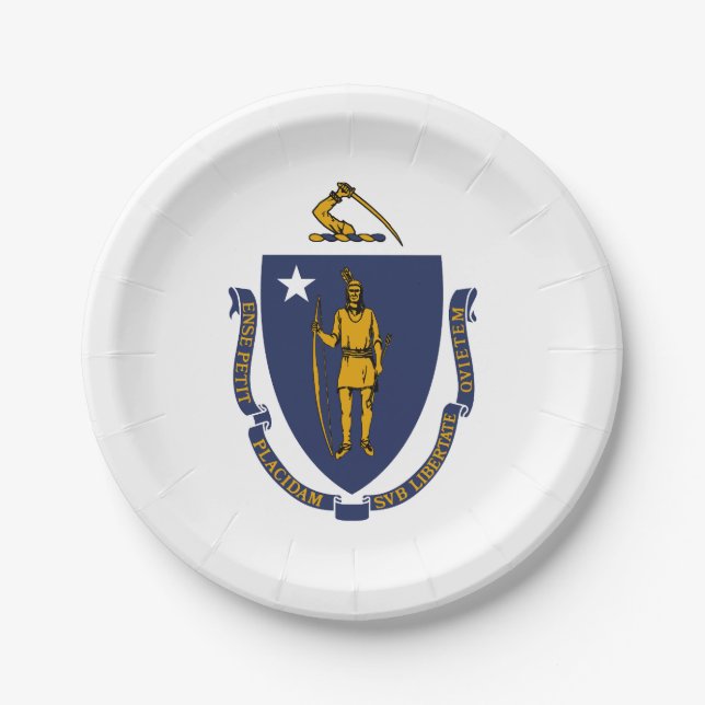 Massachusetts State Flag Paper Plates (Front)