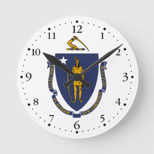 Massachusetts State Flag Round Clock