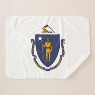 Massachusetts State Flag Sherpa Blanket