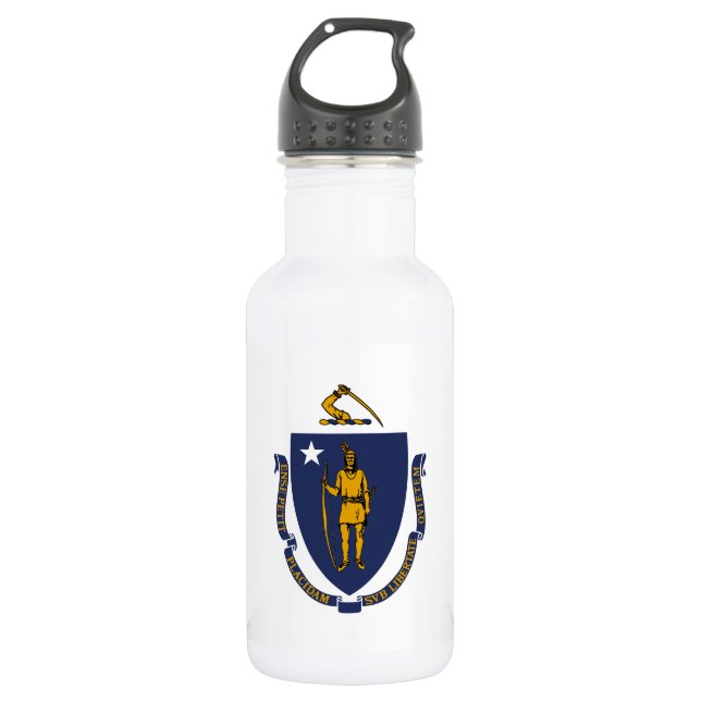 Massachusetts State Flag Stainless Steel Water Bottle (Front)