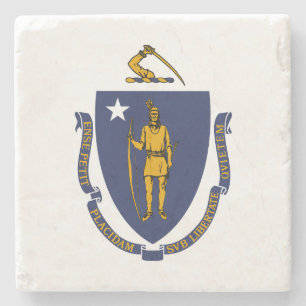 Massachusetts State Flag Stone Coaster