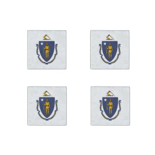 Massachusetts State Flag Stone Magnet